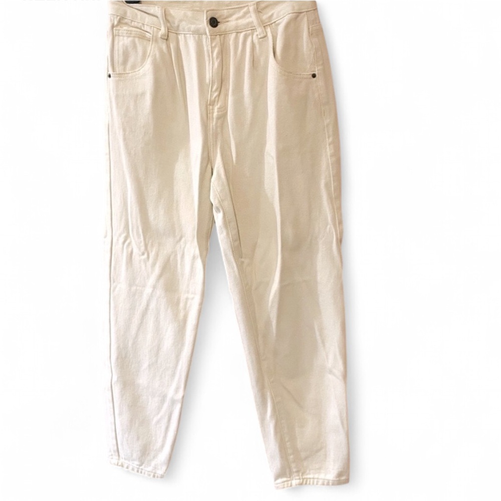 SHEIN OFF WHITE WIDE LEG DENIM JEANS SIZE SMALL NEUTRAL